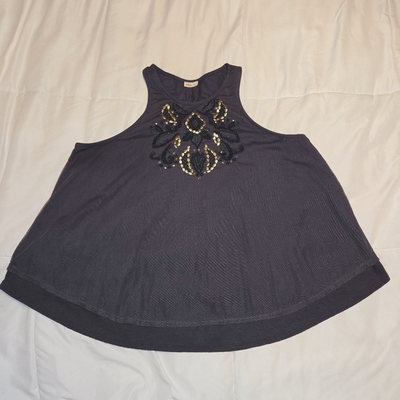 Hollister Sleeveless "Sheer Shelled" Beaded & Jeweled Swing Top - Picture 14 of 16
